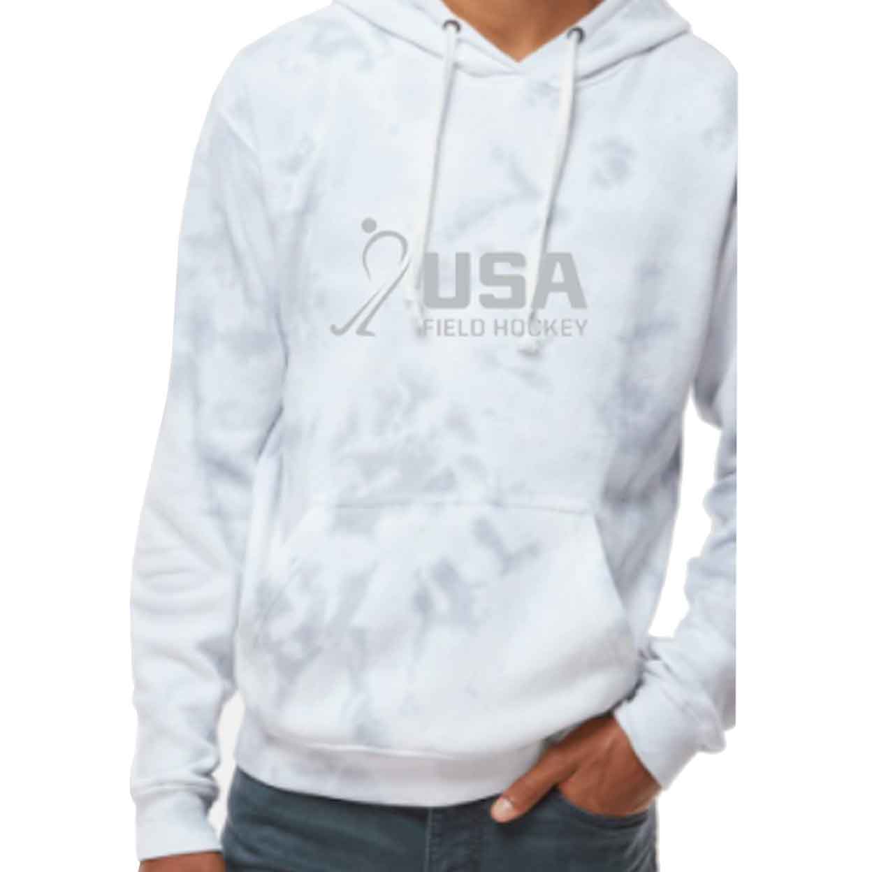 USA Field Hockey Tie Dye Hooded Sweatshirt on a model