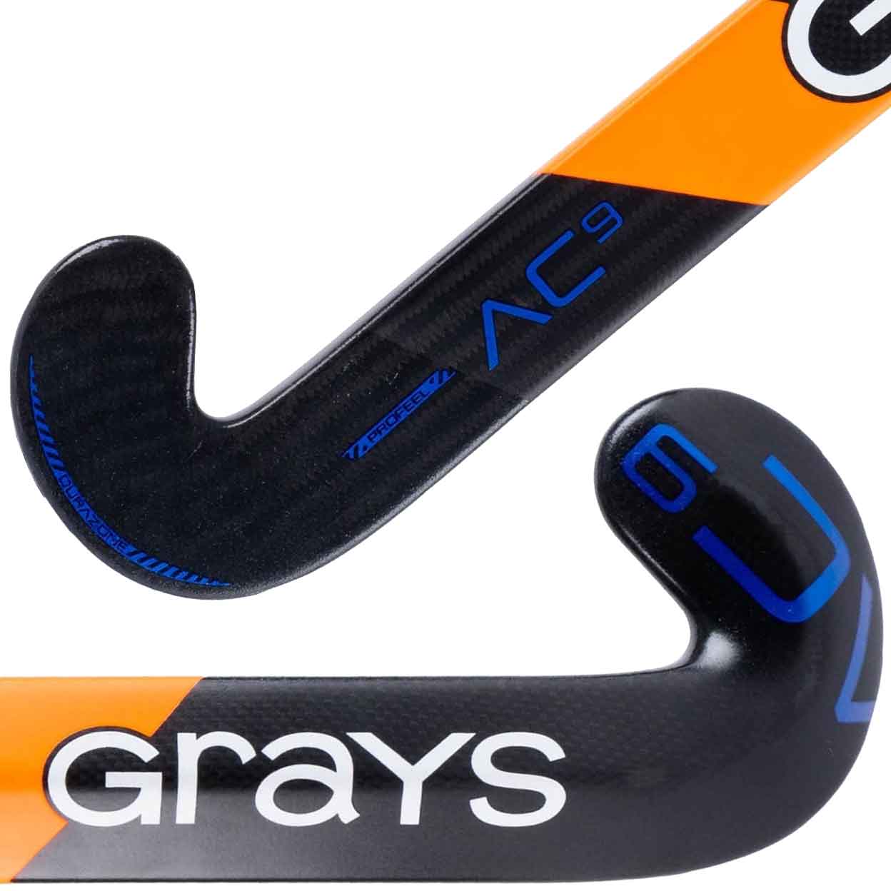Close up of the toes of the Grays AC9 Dynabow-S Composite Field Hockey Stick