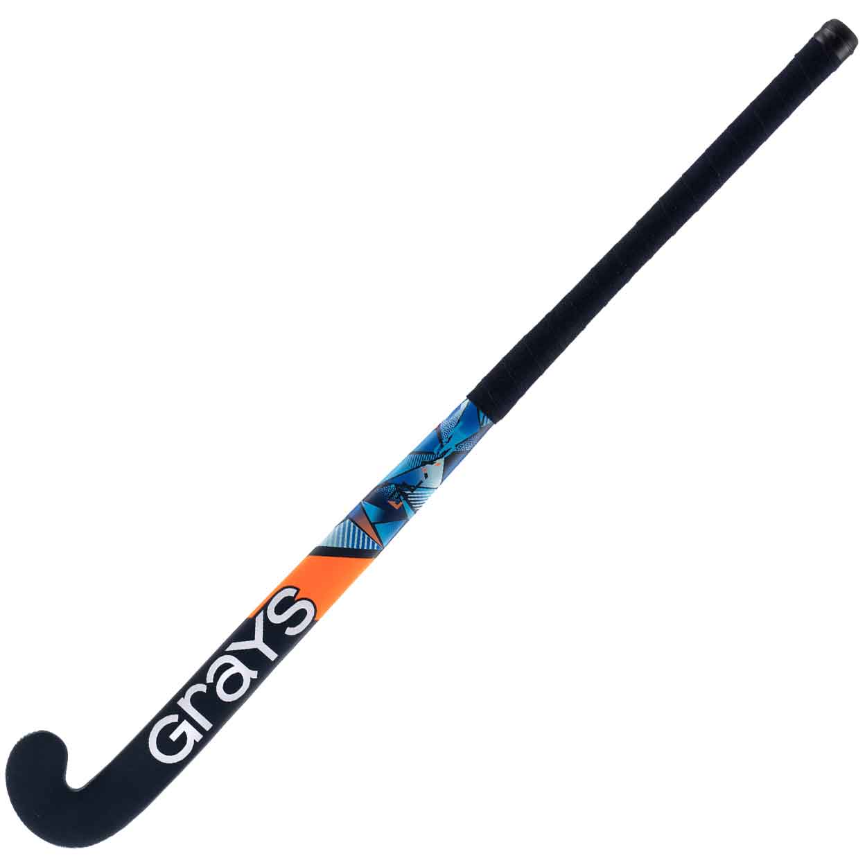 front of the navy Grays Blast Wood Field Hockey Stick