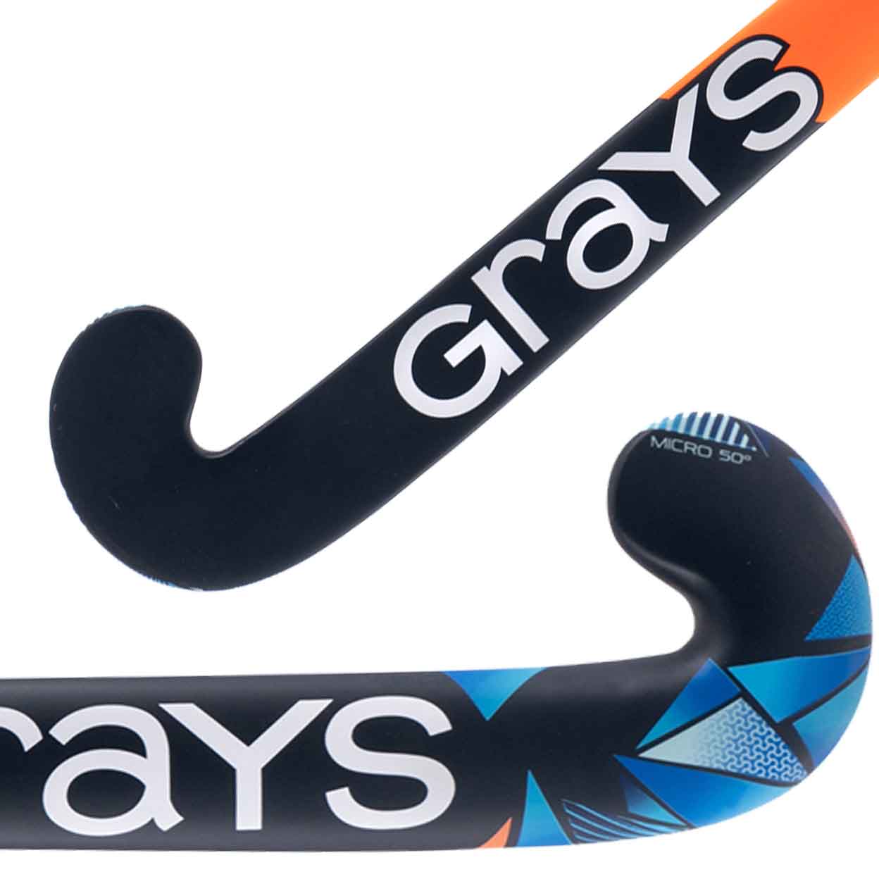 Close up of the navy Grays Blast Wood Field Hockey Stick