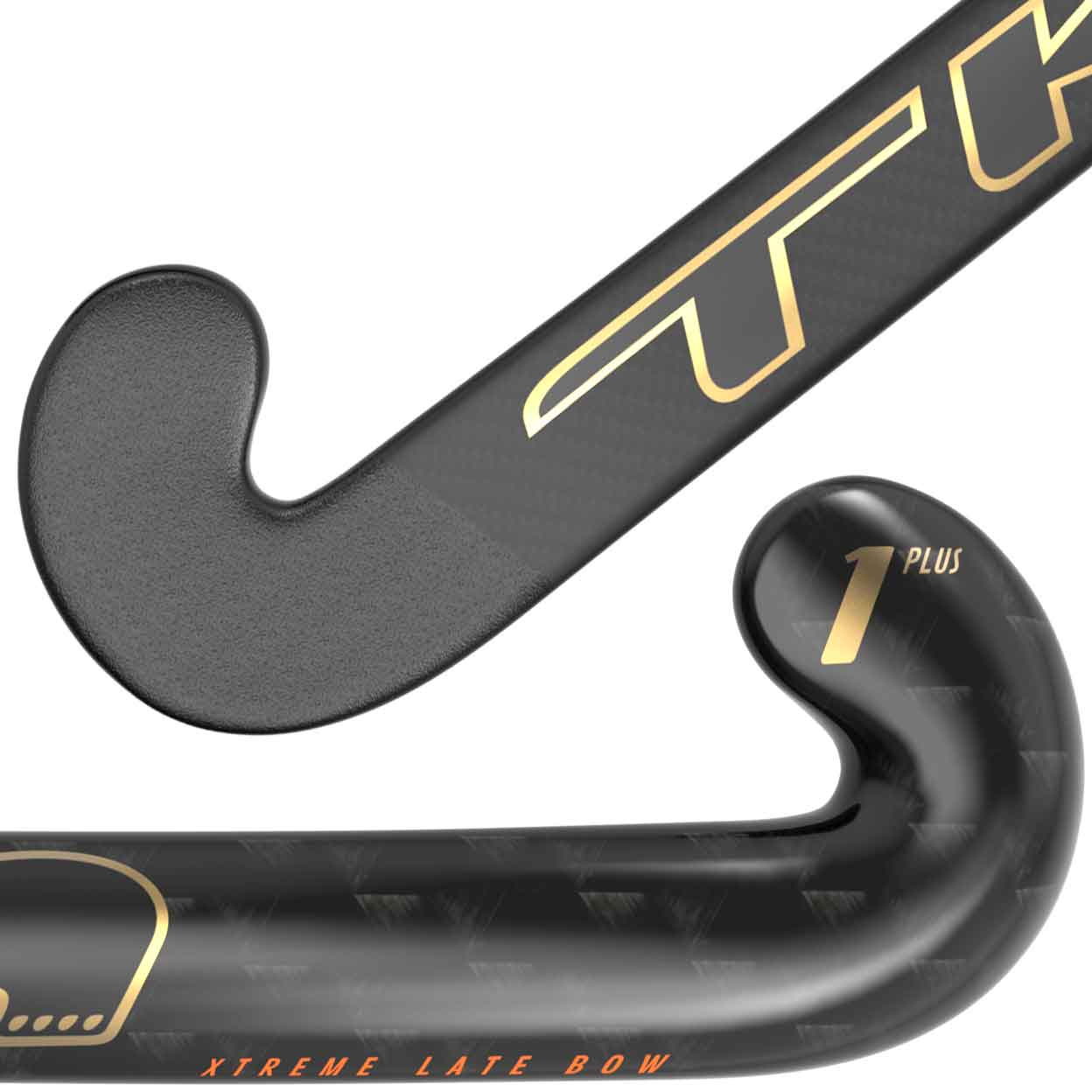 close up of the TK 1 Plus Gold Extreme Late Bow Composite Field Hockey Stick toes
