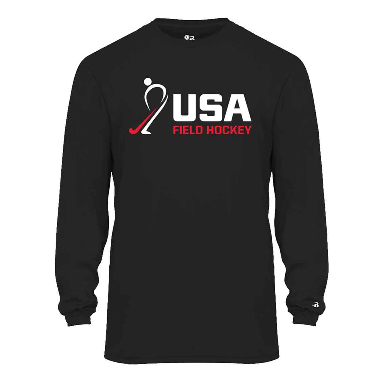 black USA Field Hockey Long Sleeve Performance Tee