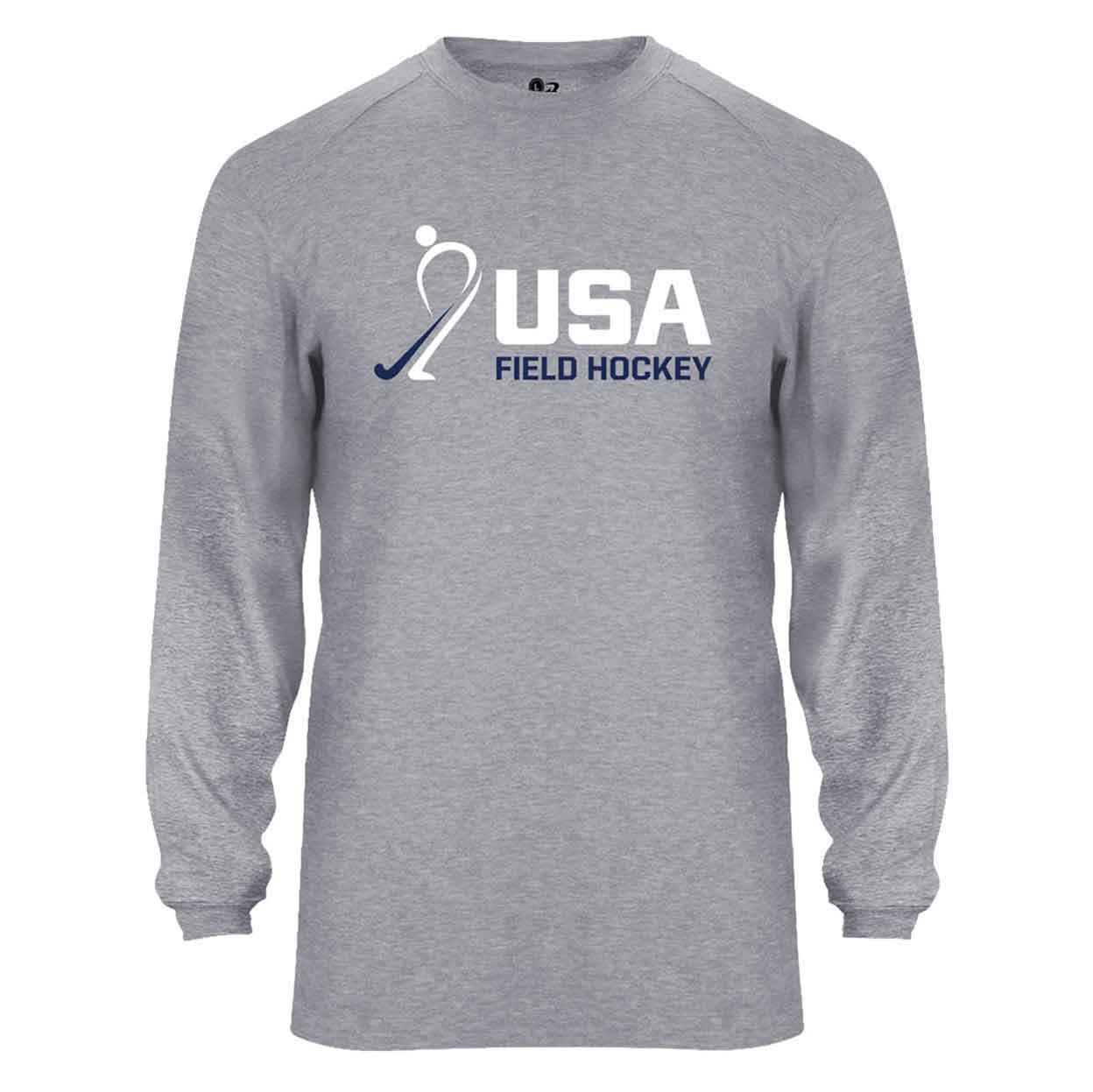 grey USA Field Hockey Long Sleeve Performance Tee