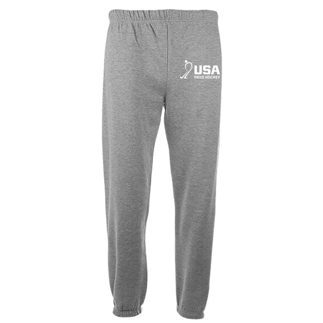 White USA Field Hockey Closed Bottom Sweatpants