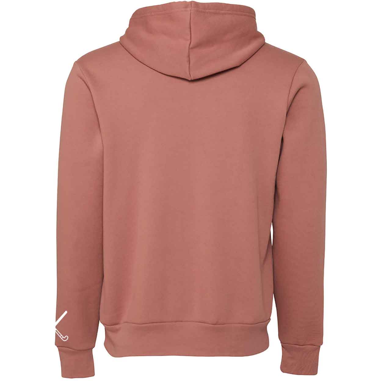 back of the pink Field Hockey Unisex Pullover Hooded Sweatshirt