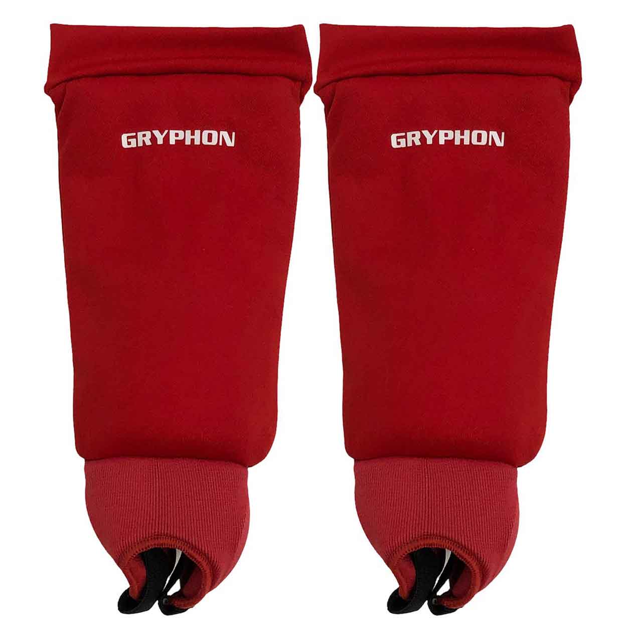 red pair of Gryphon Elite Field Hockey Sockguards