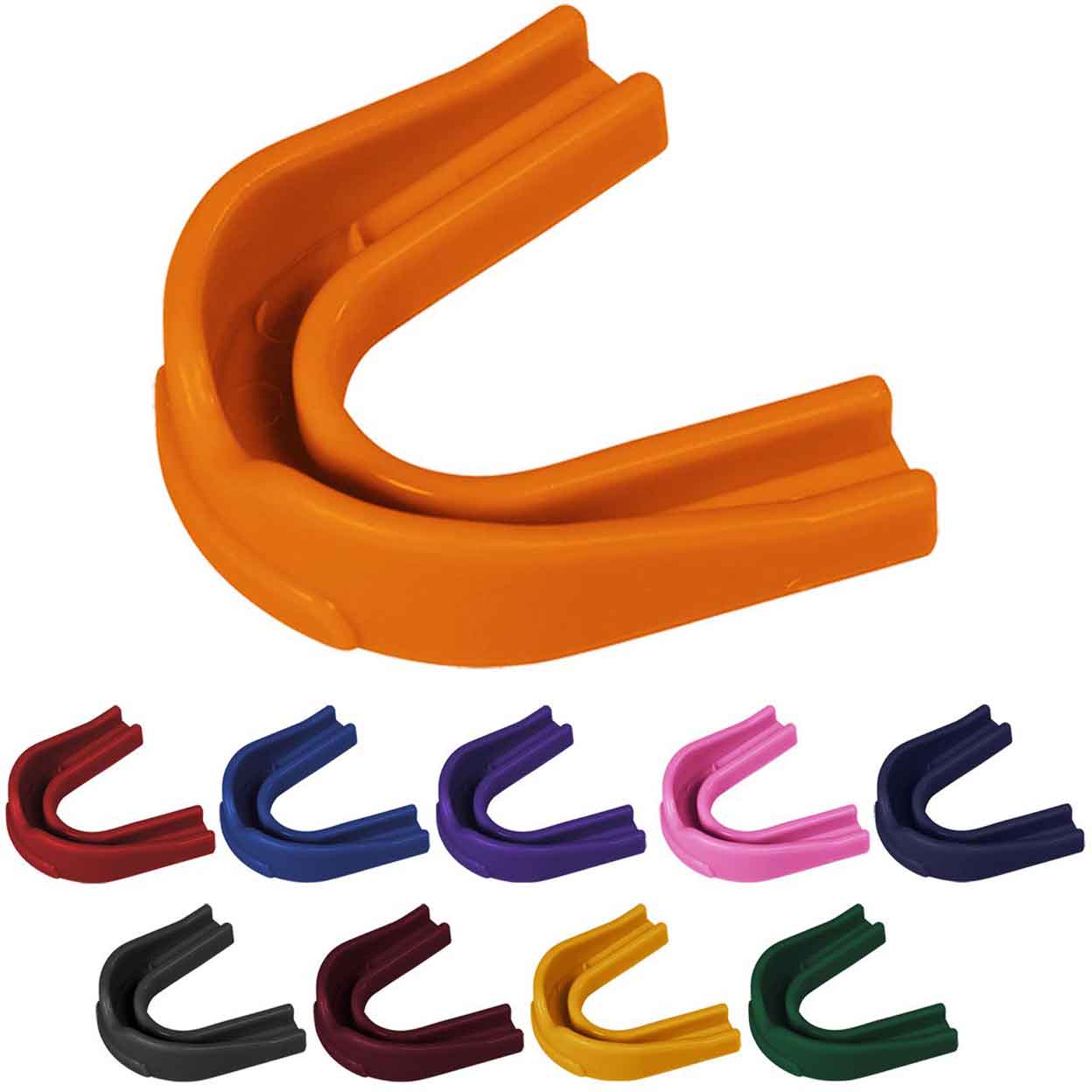 group photo showing all the colors of the Senior Colored Mouthguard