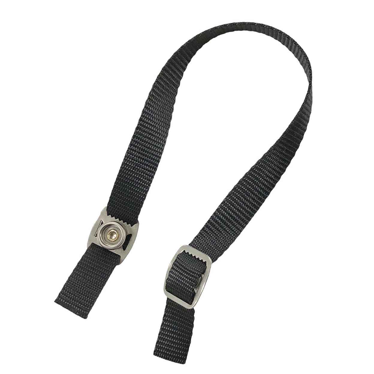 TK Helmet Stainless Steel Buckles With Chin Straps showing the front of one strap