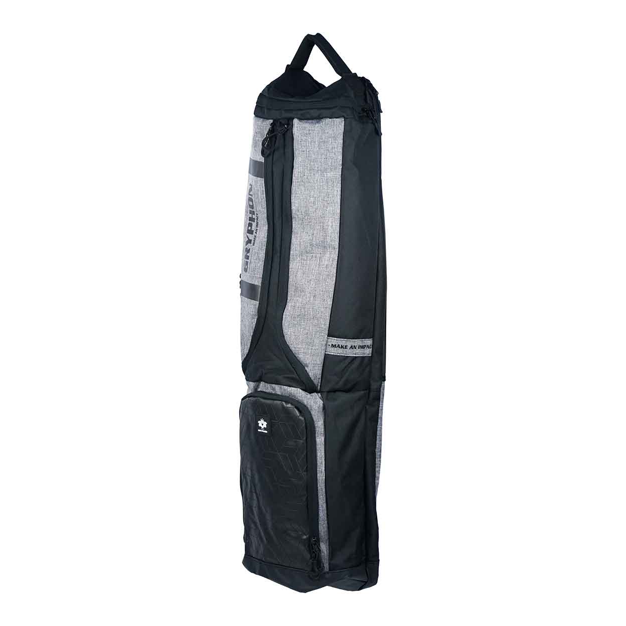 left side of  grey Gryphon Finnie Field Hockey Stick Bag