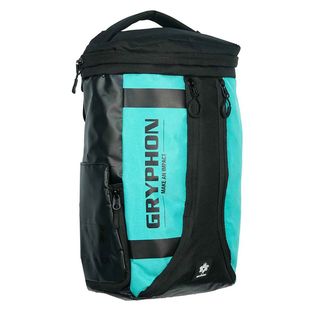 Side of the teal Gryphon Mini Freddie Backpack