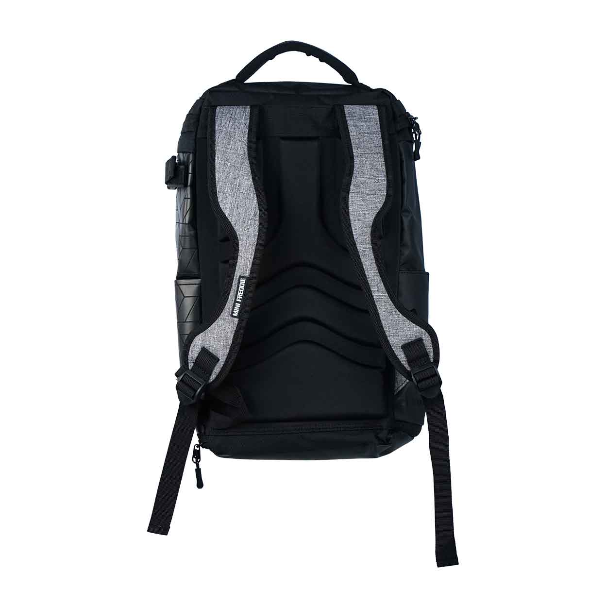 back of the grey Gryphon Mini Freddie Backpack