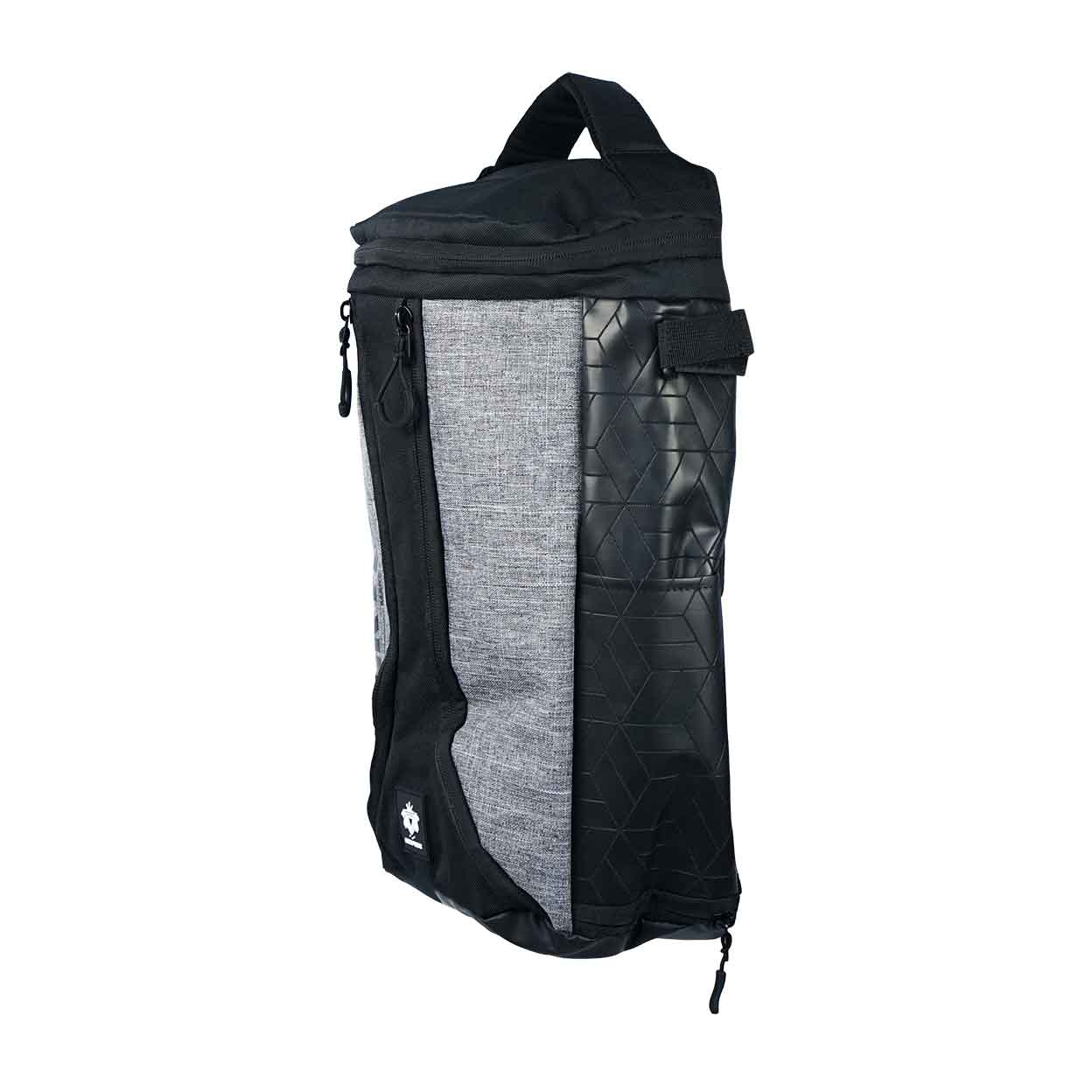left side of the grey Gryphon Mini Freddie Backpack