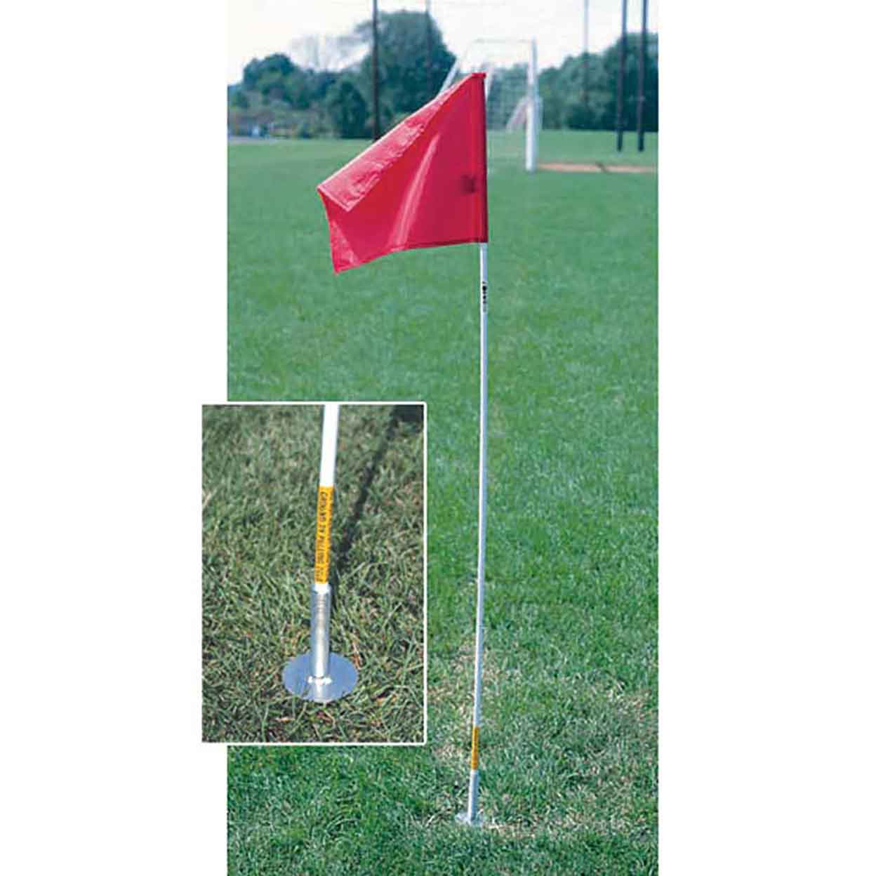 Kwik Goal Corner Flag Set image of flag with an inset of the flag anchor