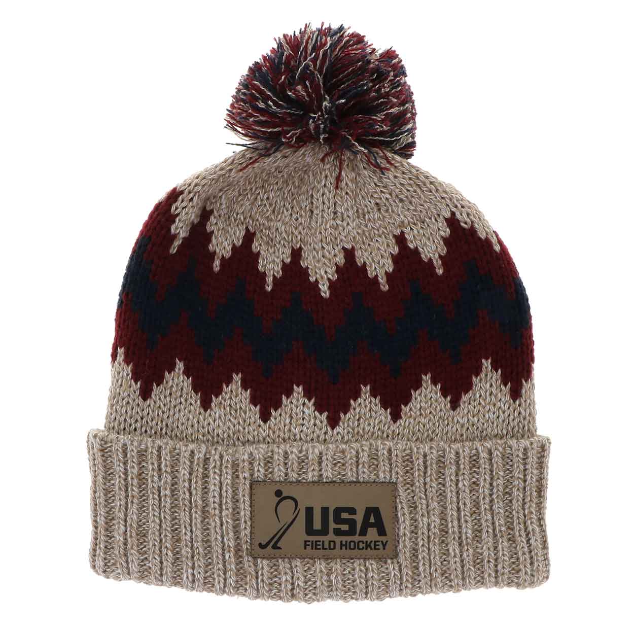 Tan USA Field Hockey Zig Zag Beanie