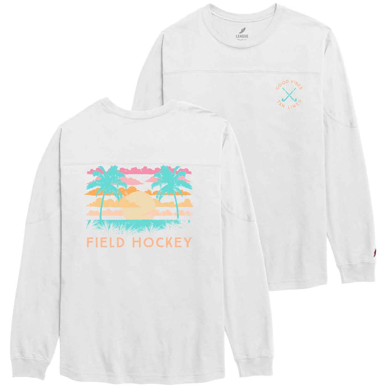 Front and back of the Field Hockey Good Vibes Long Sleeve Tee
