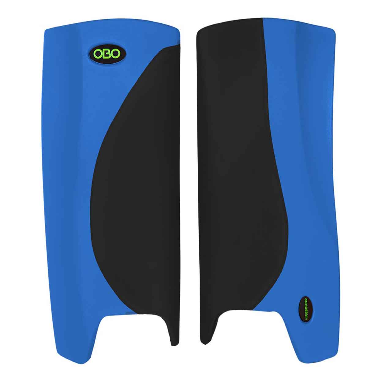 OBO Robo Hi-Rebound Field Hockey Goalkeeping Legguards in royal blue and black