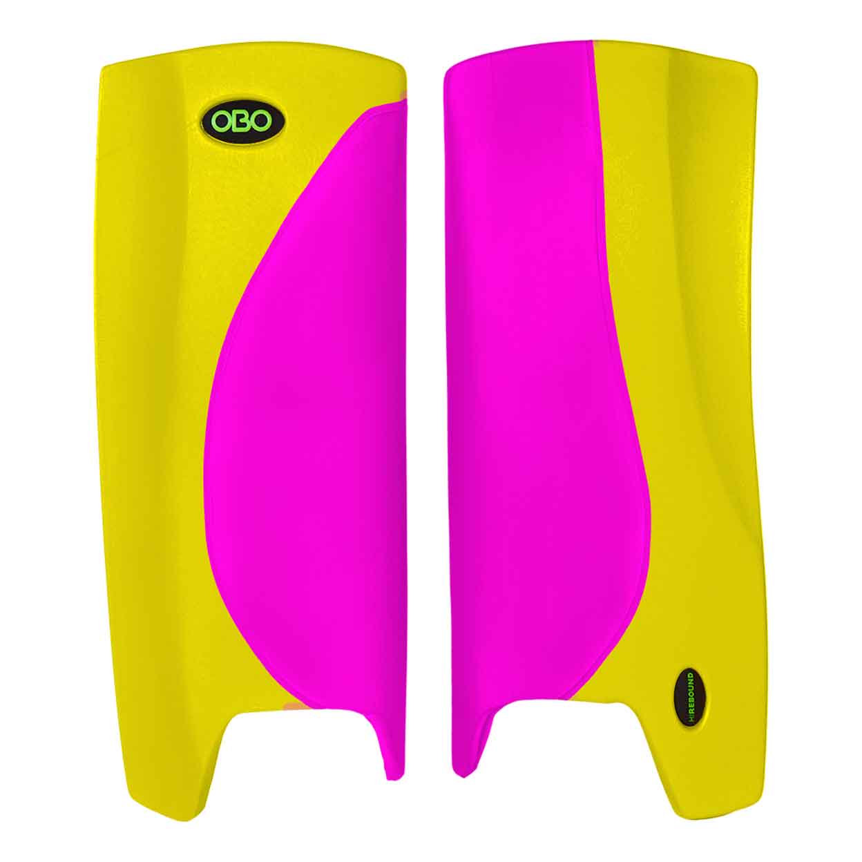 Yellow and pink OBO Robo Hi-Rebound Field Hockey Goalkeeping Legguards