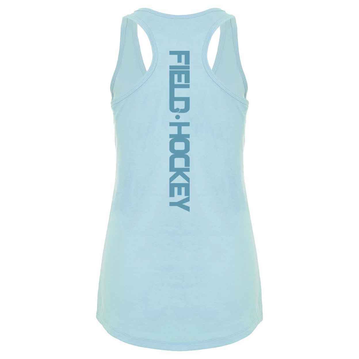 back with field hockey down the center Field Hockey Racerback Tank