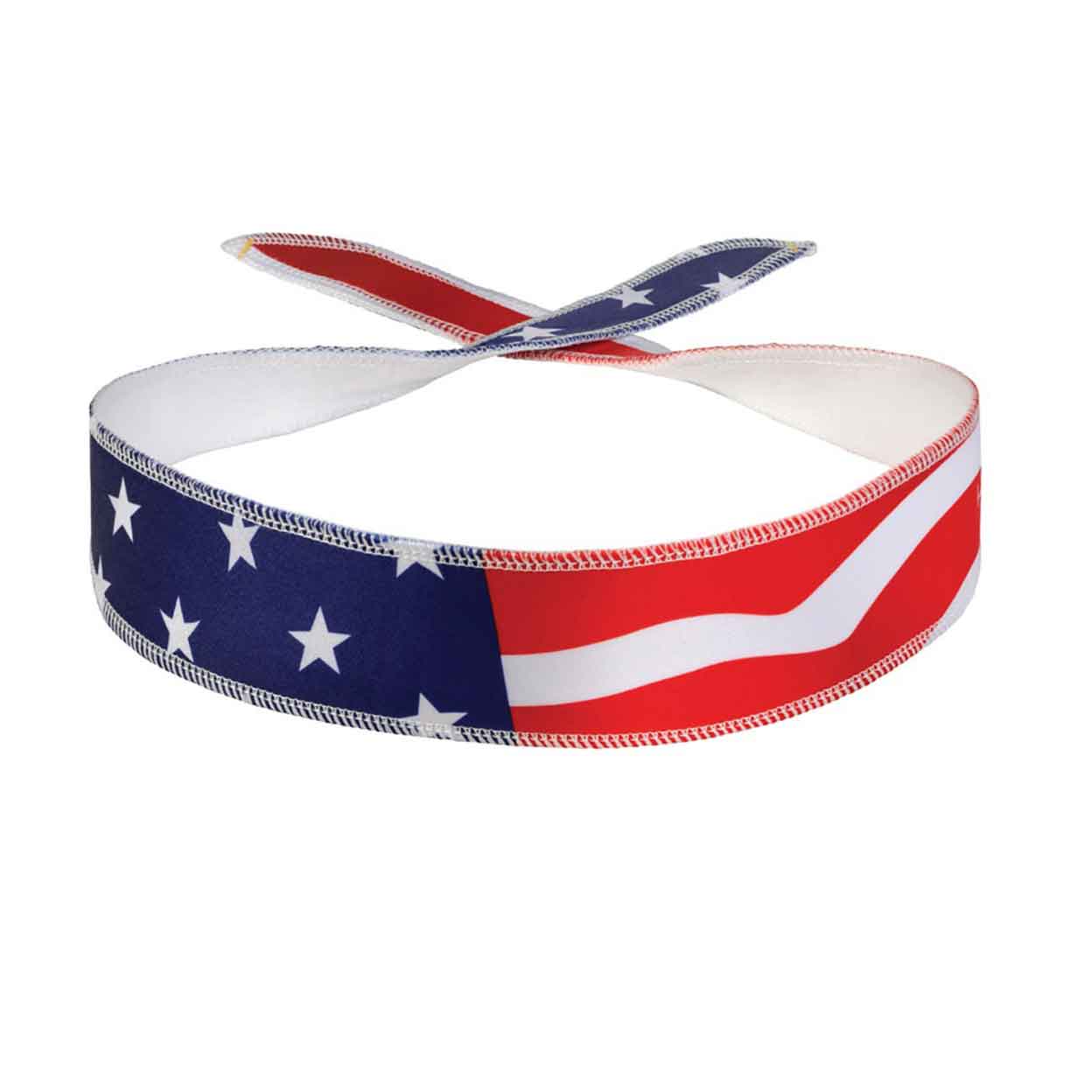 Front view of the USA flag Switchback Printed Halo I Tie Headband