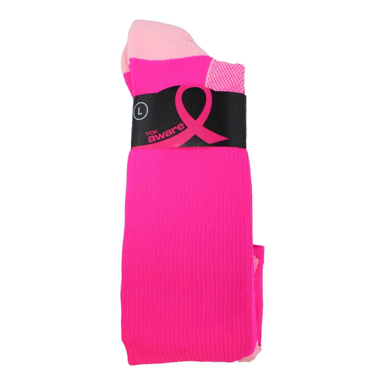 Packaged Pink Ribbon Awareness Tube Socks