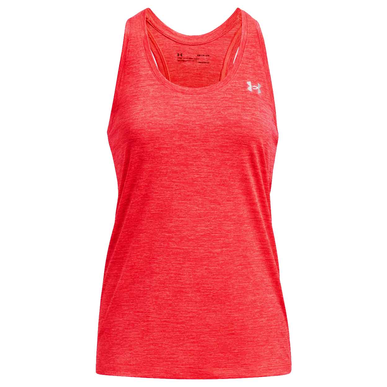 Front of the coral Under Armour Tech Twist Tank