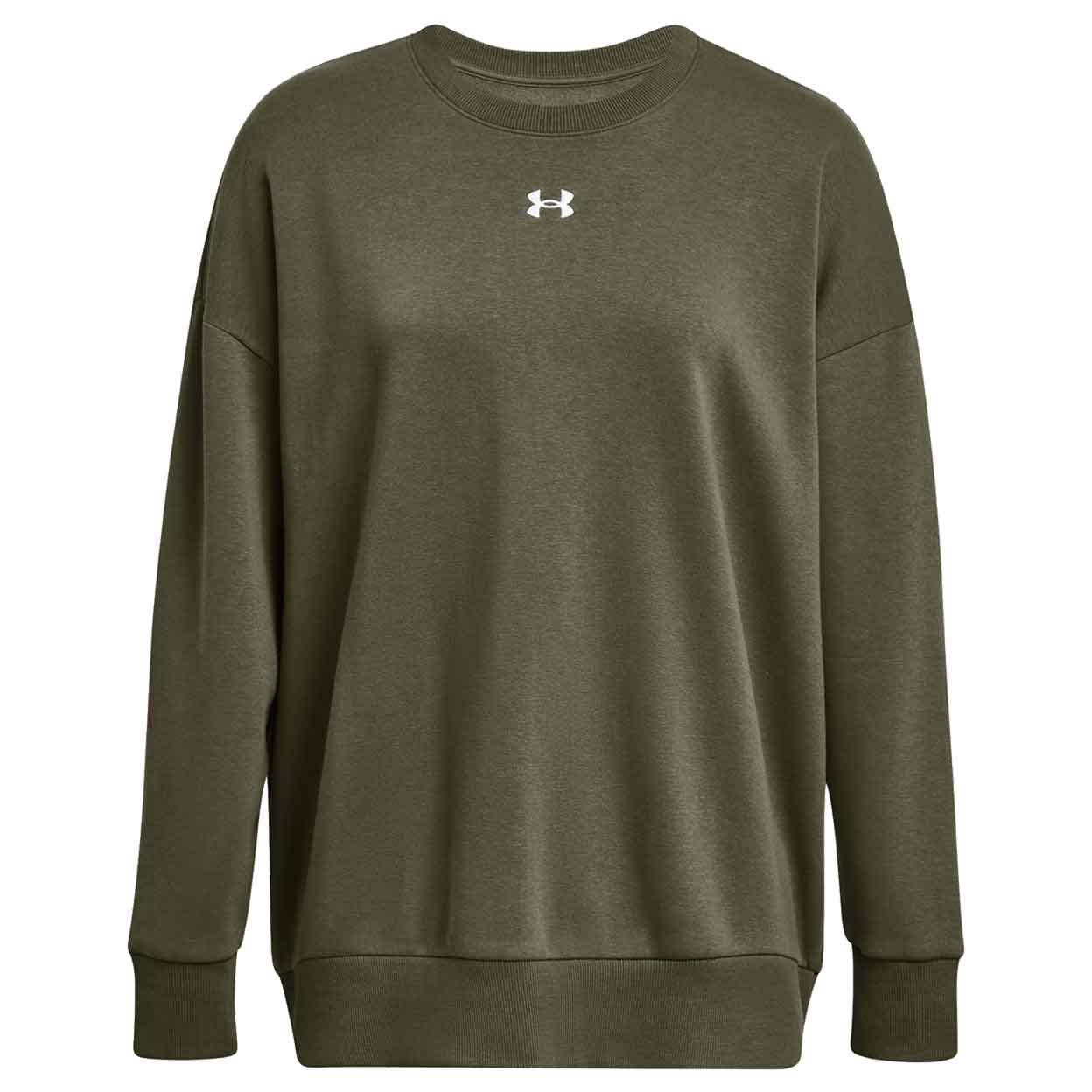 Front of the green Under Armour Rival Fleece Crew
